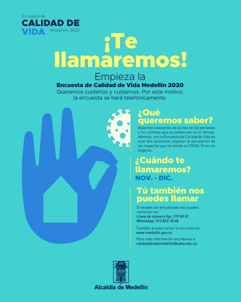 Alcaldía de Medellín realizará la Encuesta de Calidad de Vida 2020