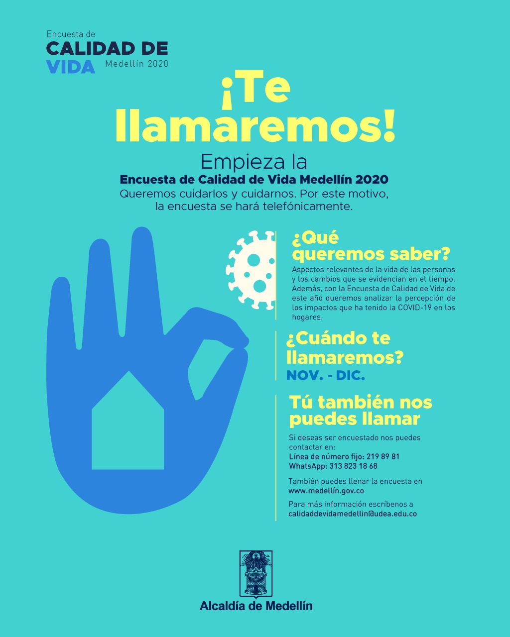 Alcaldía de Medellín realizará la Encuesta de Calidad de Vida 2020